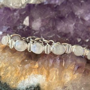 AAA rainbow moonstone sterling silver bracelet